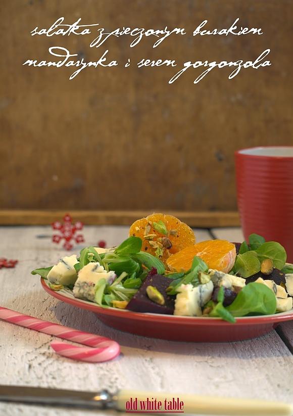 Sałatka z pieczonego buraka, mandarynki i sera Gorgonzola
