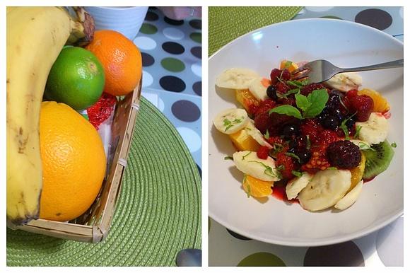 Owocowo-miętowy napój z bananem i cytryną