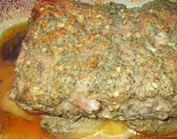 Schab pieczony w marynacie z musztardy i ziół