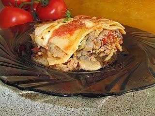 Lasagne z pieczarkami i mięsem mielonym