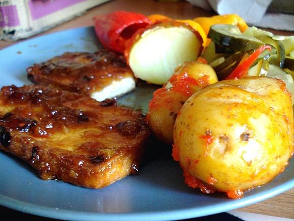 Tofu zapiekane w sosie mandarynkowym
