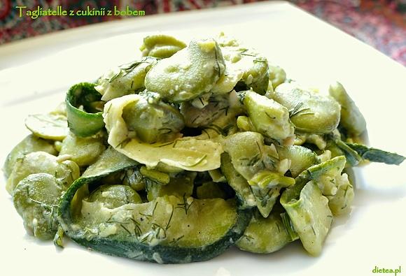 Tagliatelle z cukinii z bobem