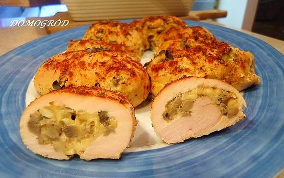 Roladki drobiowe z pieczarkami bez panierki