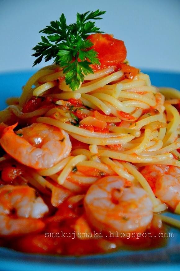 Spaghetti z krewetkami
