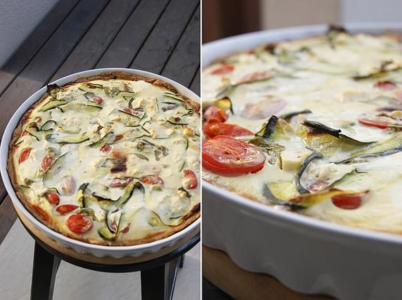 Tarta z cukinią, pomidorami i fetą
