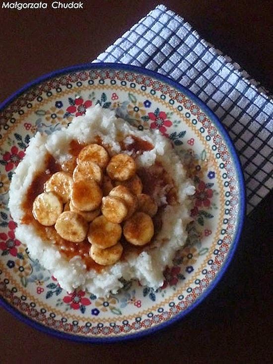 Pudding ryżowy z bananami, wegański i bezglutenowy