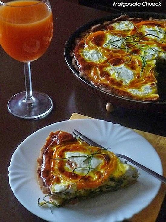 Quiche z porami kozim serem i żółtą papryką