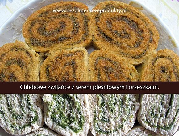 Chlebowe zwijańce z serem pleśniowym i orzeszkami