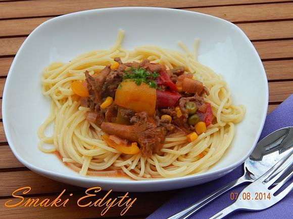 Spaghetti z kurkami a la mąż