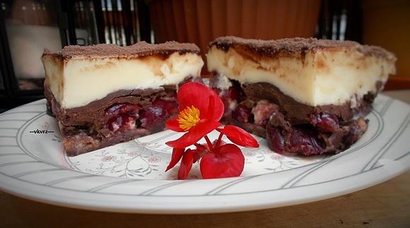Ciasto trzy czekolady z czereśniami