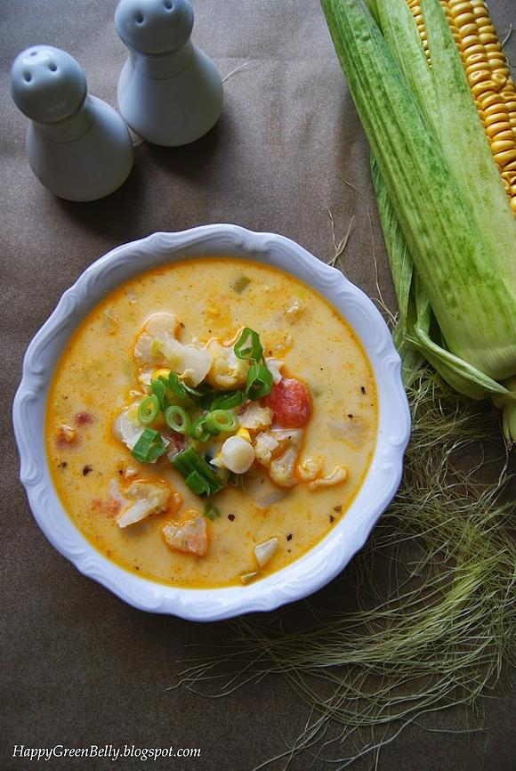 Kukurydziany chowder z kalafiorem i szczypiorkiem
