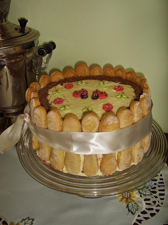 Tort czekoladowo-waniliowy na biszkopcie