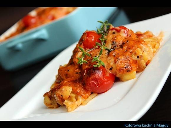 Zapiekanka z tortellini i pomidorkami koktajlowymi