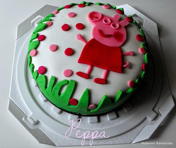 Kolorowa Peppa - tort dla dzieci z kolorowymi bąbelkami i biszkoptami