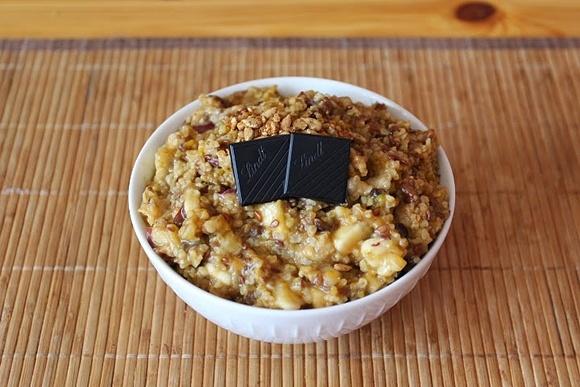 Kasza bulgur z dynią, bananem i ziarenkami