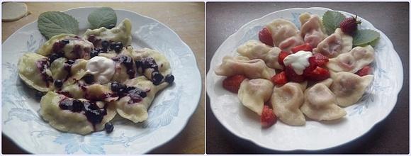 Pierogi z owocami, truskawkami i jagodami