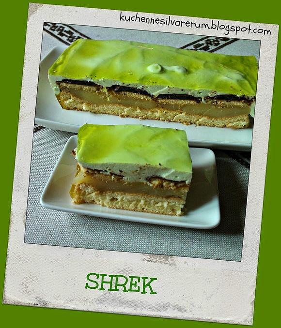Ciasto Shrek z galaretką i masą budyniową na soku owocowym