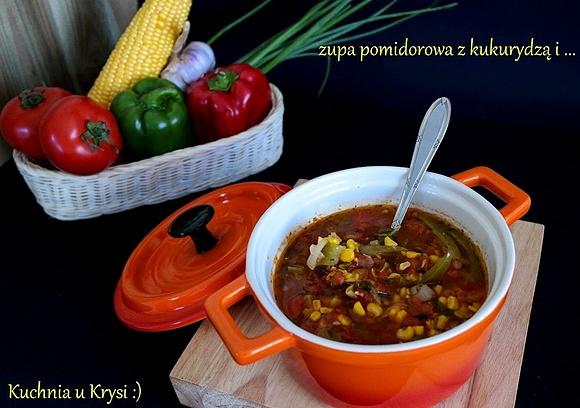 Zupa pomidorowa z kukurydzą i papryką
