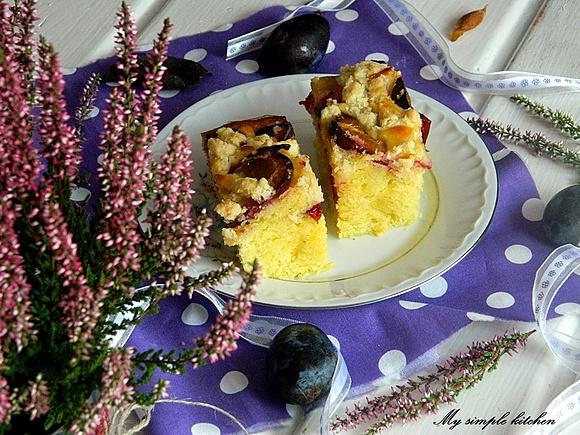 Cytrynowe ciasto ze śliwkami bez miksera