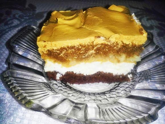 Kawuś - ciasto kawowe z kremem krówkowym i kakao