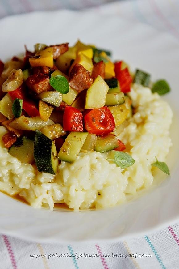 Risotto z warzywami i boczkiem
