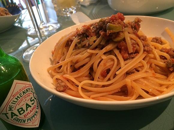 Makaron z Tabasco i anchois