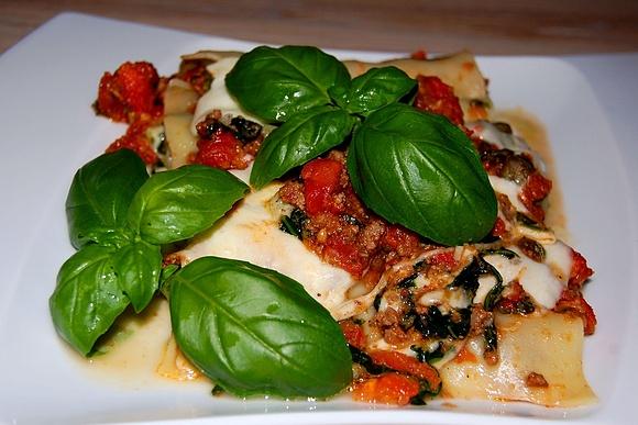 Cannelloni w dwóch smakach z farszem mięsnym i szpinakowym