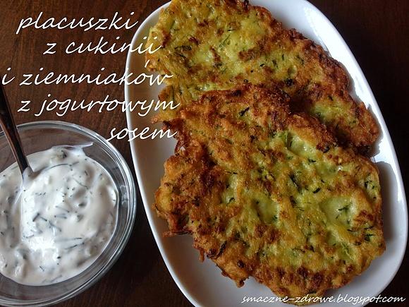 Placuszki z cukinii i ziemniaków z jogurtowym sosem