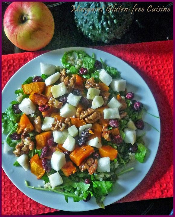 Sałatka z dynią, jabłkiem, quinoa i żurawiną
