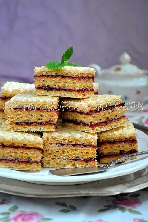 Wafelki kajmakowe z dżemem