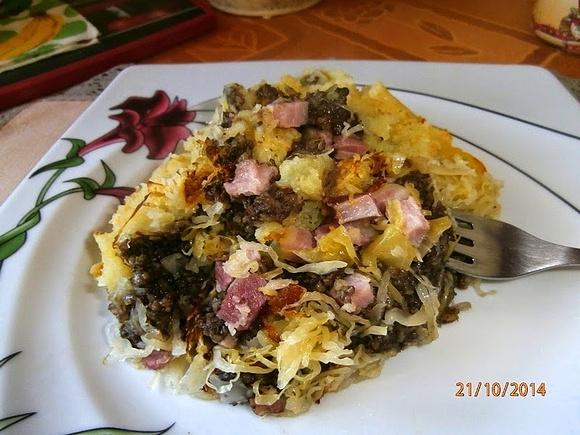 Zapiekanka z kaszanką i ziemniakami