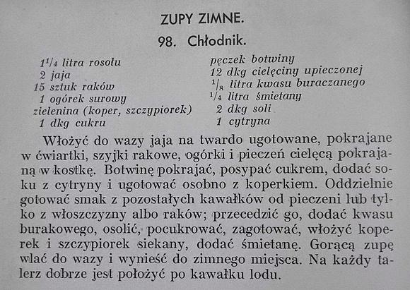 Chłodnik litewski z szyjkami rakowymi