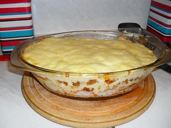 Zapiekanka z ryżem i mięsem mielonym