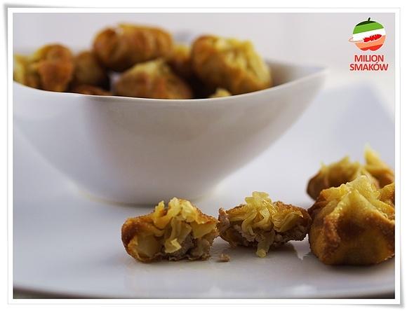 Pierożki wonton z wieprzowiną i orientalnymi przyprawami
