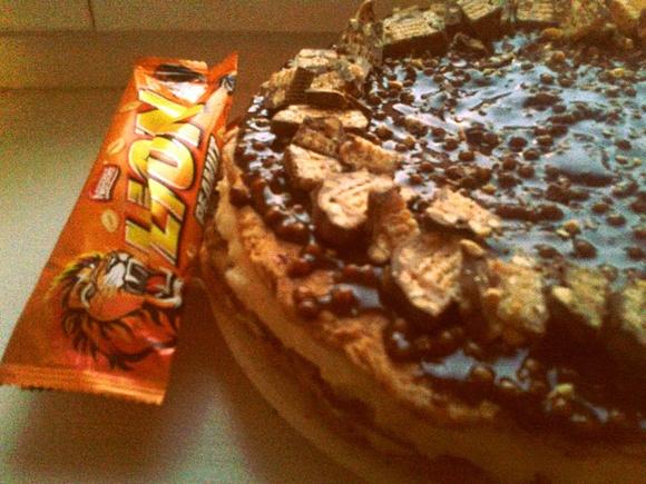 Tort lwi miodownik z batona lion na urodziny siostry