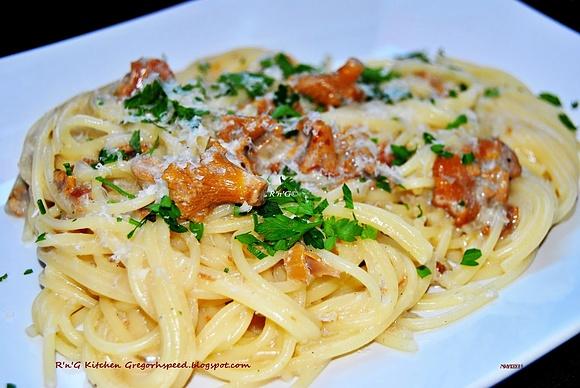 Spaghetti z kurkami