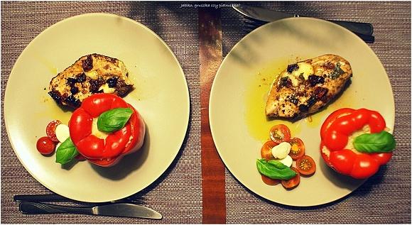 Piersi z kurczaka faszerowane bazylią, suszonymi pomidorami i mozzarellą