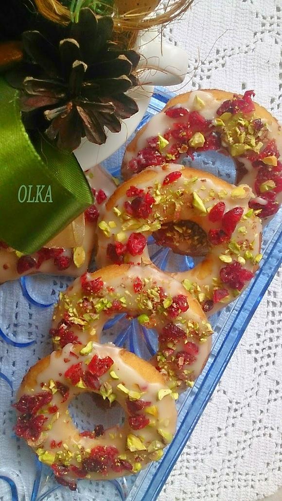 Lukrowane ciasteczka z żurawiną i pistacjami