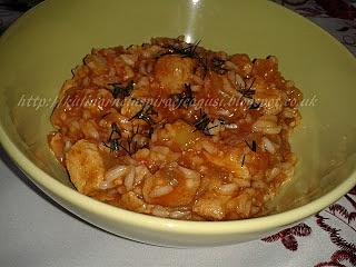 Risotto z kurczakiem, cukinią i bakłażanem