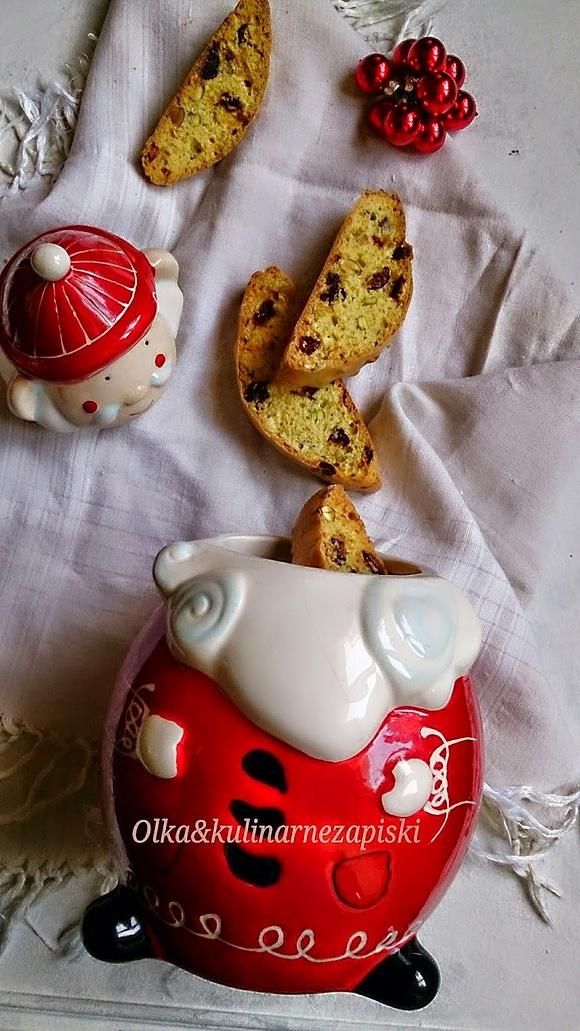 Biskotti z żurawiną i pistacjami na Święta