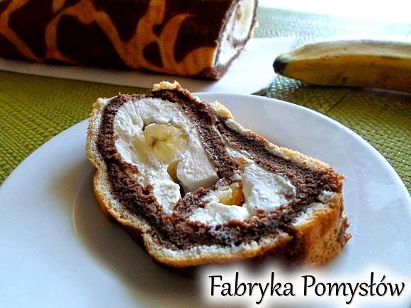 Rolada żyrafa z bananami i kremem z mascarpone
