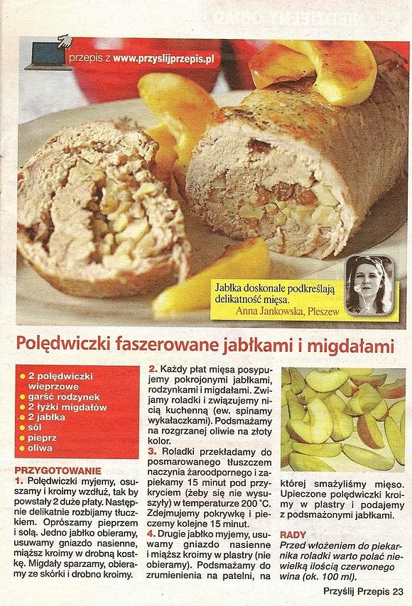 Polędwiczki faszerowane jabłkami i migdałami