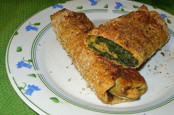 Pieczone krokiety z mąki sojowej ze szpinakiem