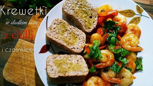 Krewetki w słodkim sosie z chilli i czosnkiem