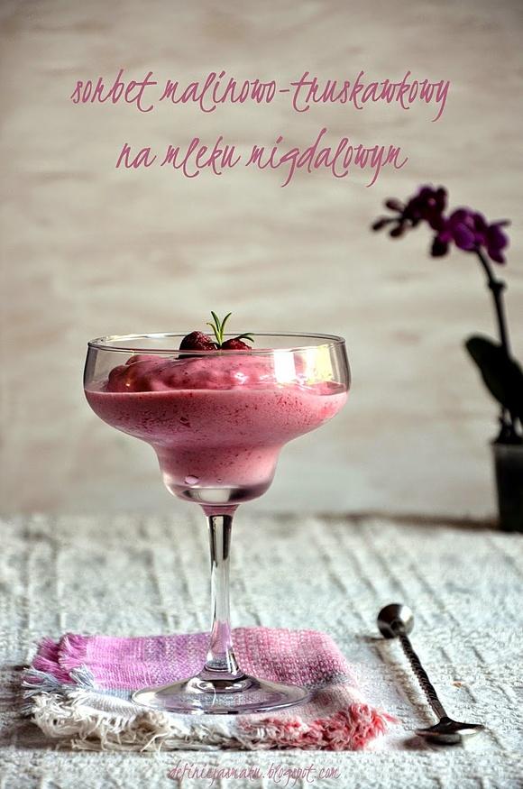 Sorbet malinowo-truskawkowy na mleku migdałowym