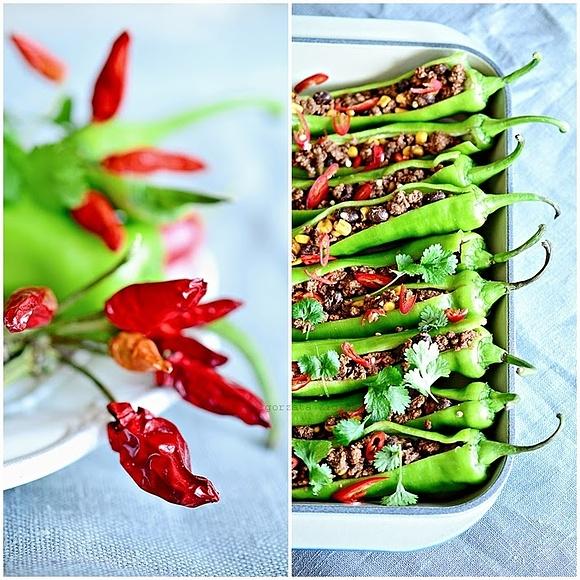 Green stuffed pepper with beef a taste of Mexican cuisine
