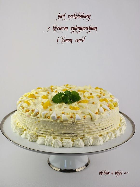 Tort czekoladowy z kremem cytrynowym i lemon curd