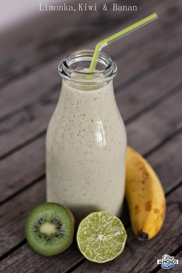 Koktajl Kiwi i Limonka na bazie mleka migdałowego