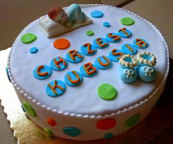 Czekoladowy tort na chrzest