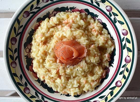 Risotto z wędzonym łososiem